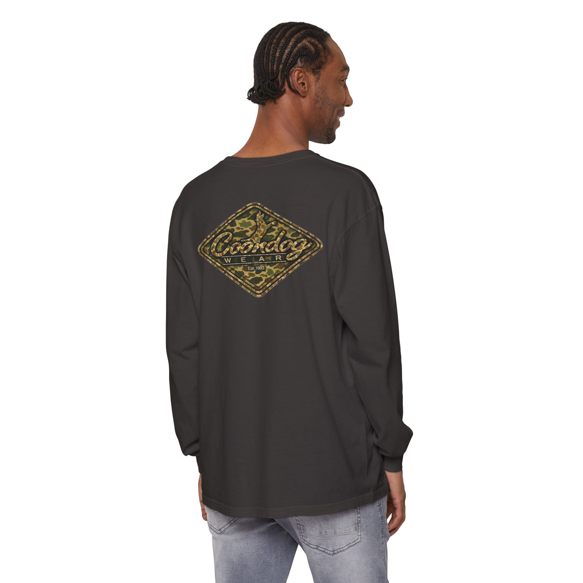 Coondog Vintage Duck Camo Diamond Hunting Long Sleeve Shirt