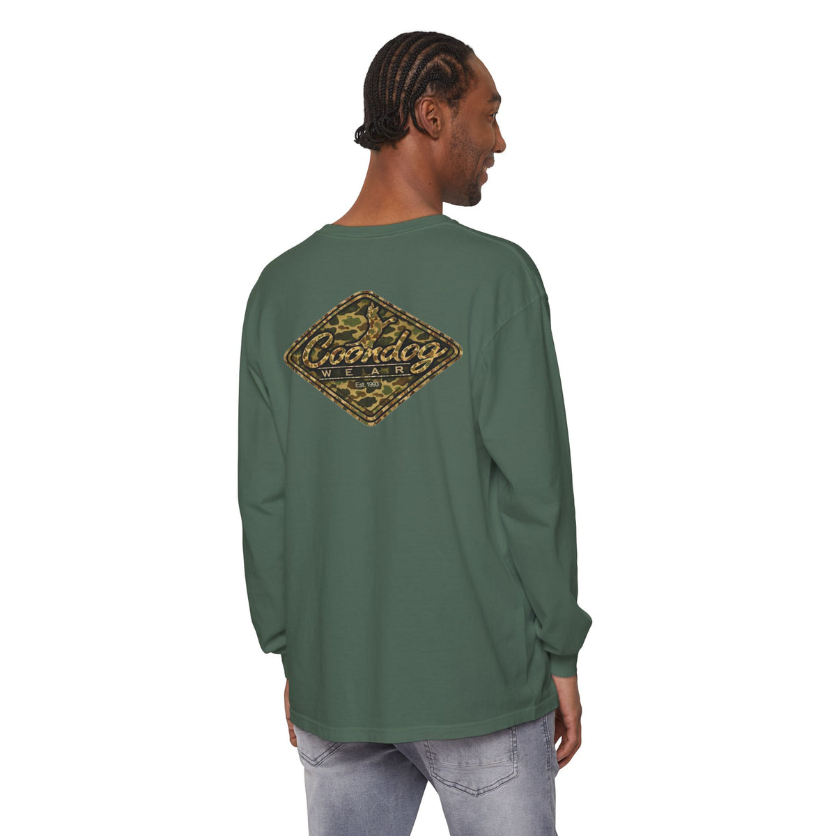 Coondog Vintage Duck Camo Diamond Hunting Long Sleeve Shirt
