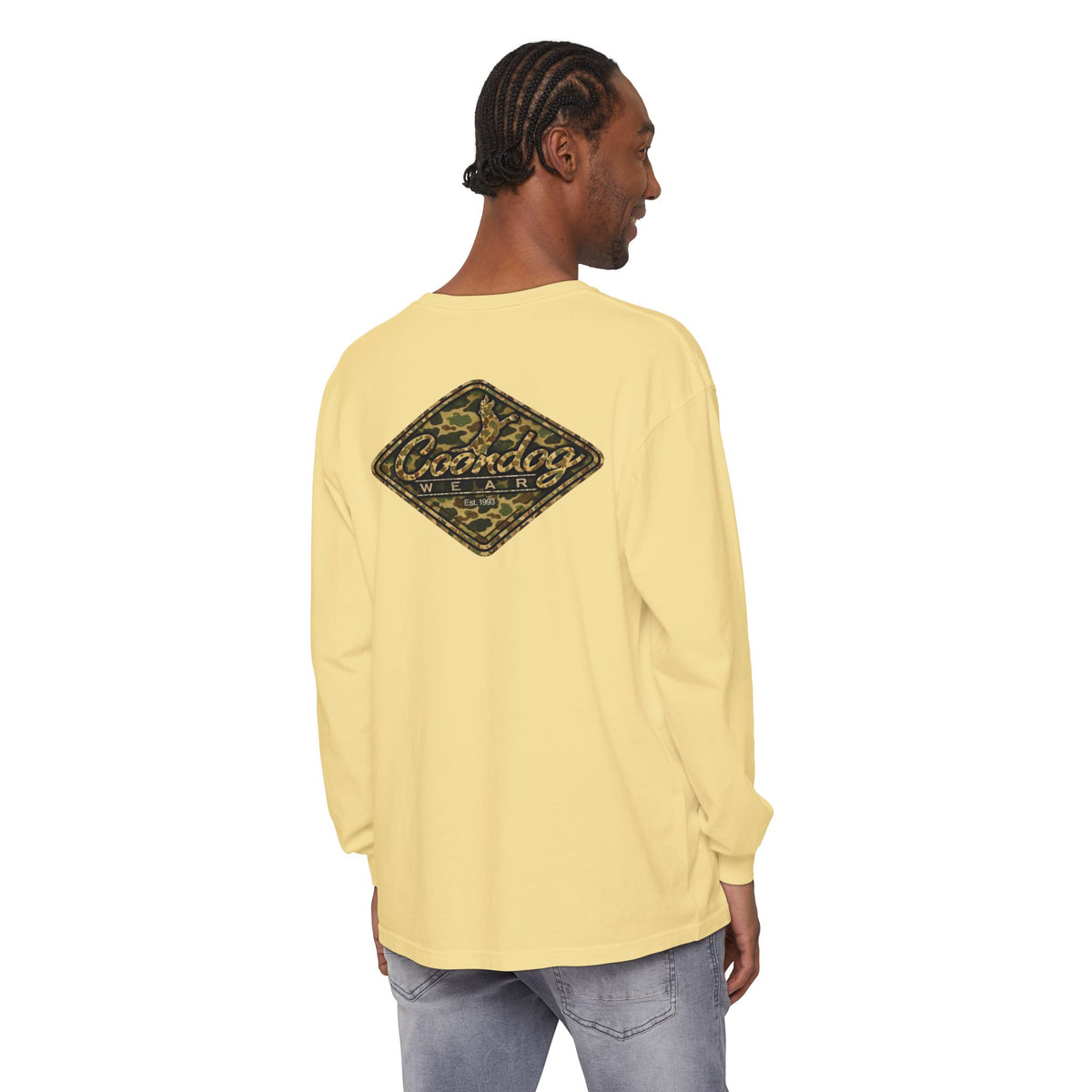 Coondog Vintage Duck Camo Diamond Hunting Long Sleeve Shirt