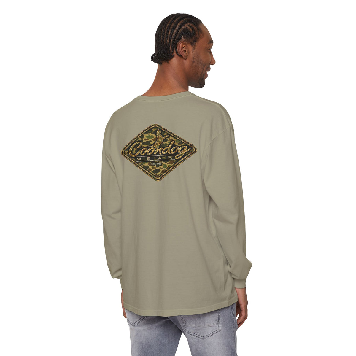 Coondog Vintage Duck Camo Diamond Hunting Long Sleeve Shirt