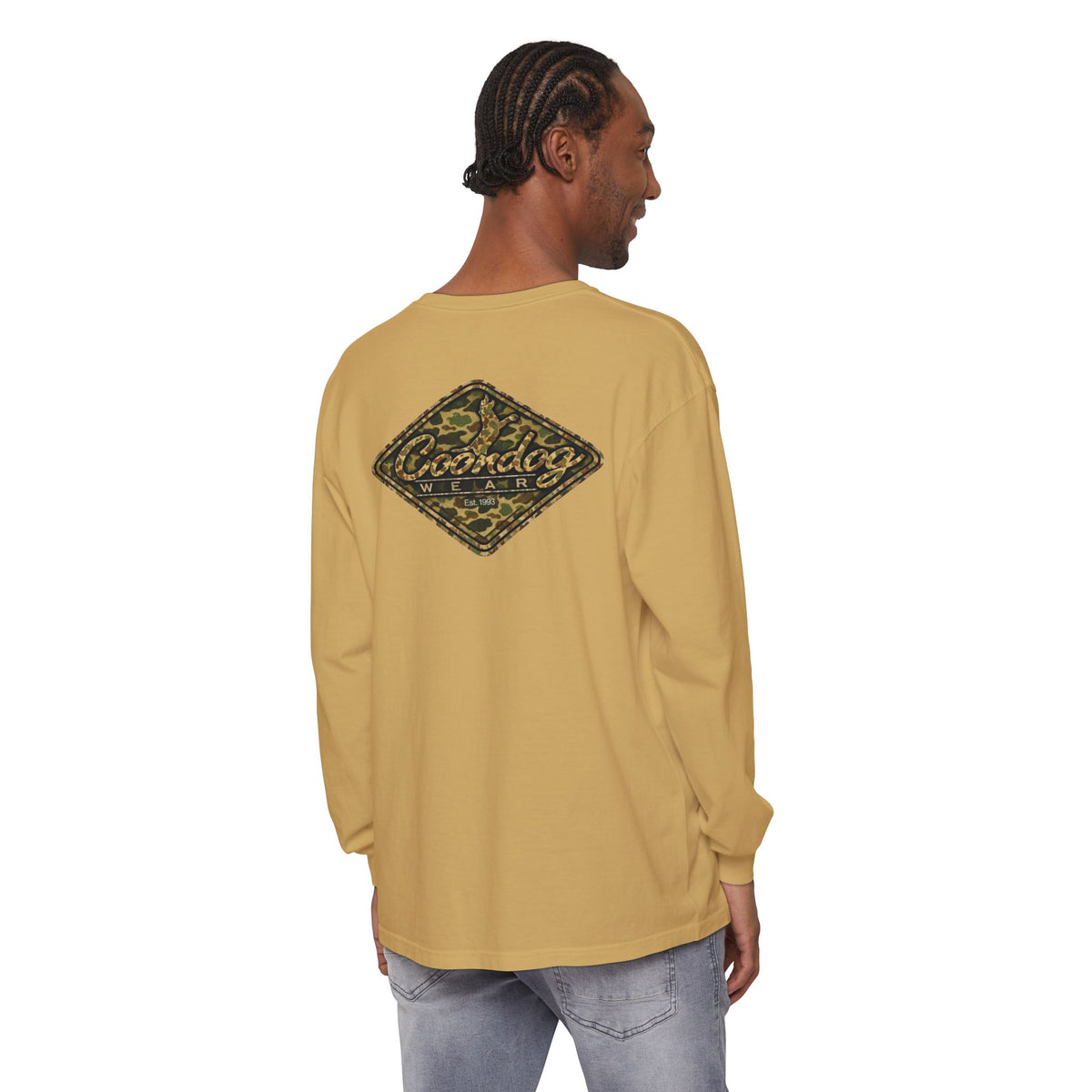 Coondog Vintage Duck Camo Diamond Hunting Long Sleeve Shirt