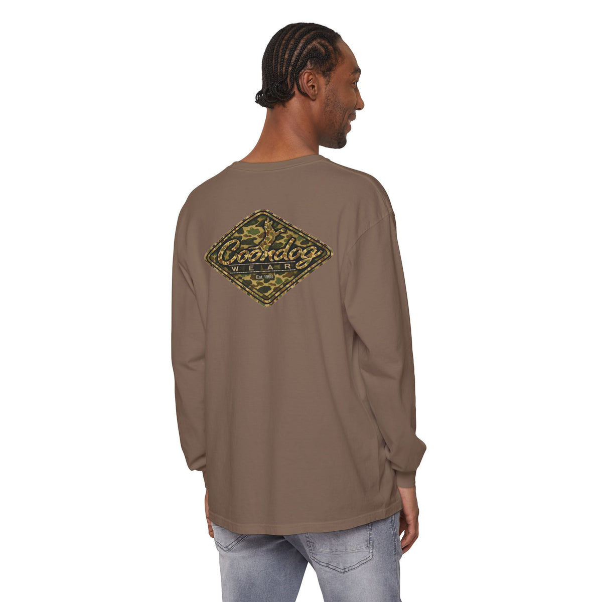 Coondog Vintage Duck Camo Diamond Hunting Long Sleeve Shirt