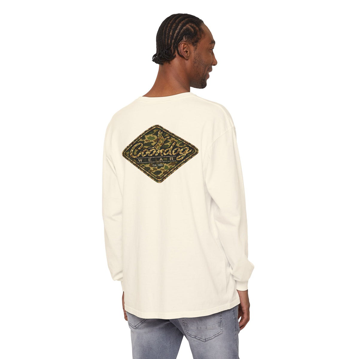 Coondog Vintage Duck Camo Diamond Hunting Long Sleeve Shirt