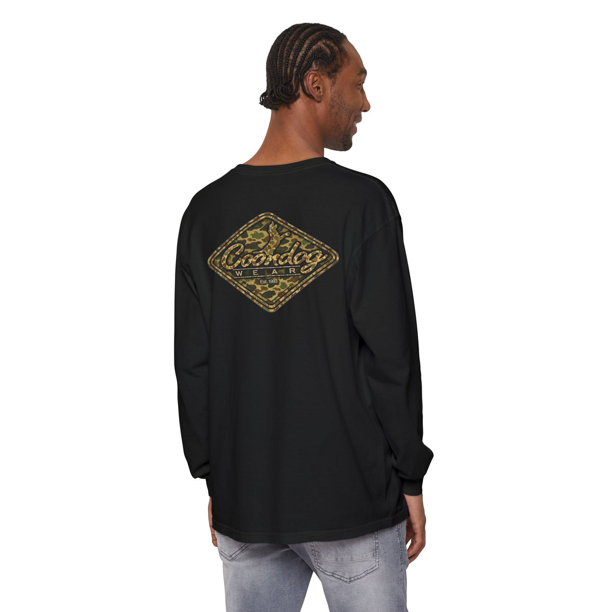 Coondog Vintage Duck Camo Diamond Hunting Long Sleeve Shirt