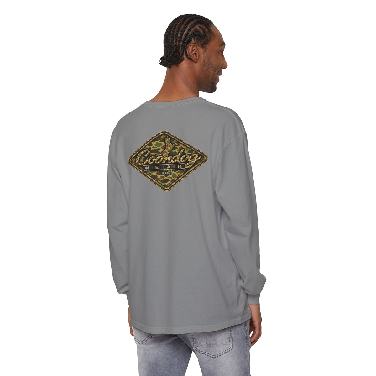 Coondog Vintage Duck Camo Diamond Hunting Long Sleeve Shirt