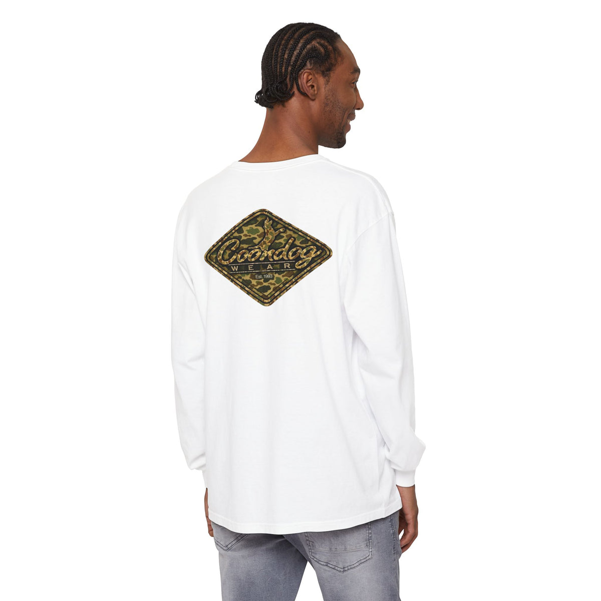Coondog Vintage Duck Camo Diamond Hunting Long Sleeve Shirt