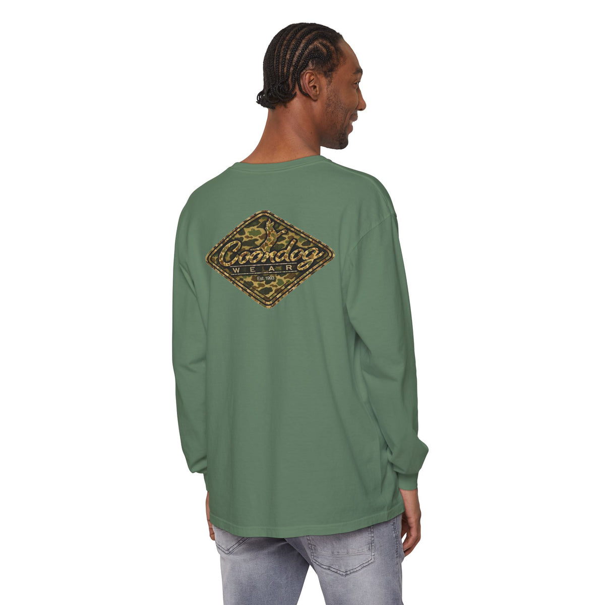 Coondog Vintage Duck Camo Diamond Hunting Long Sleeve Shirt