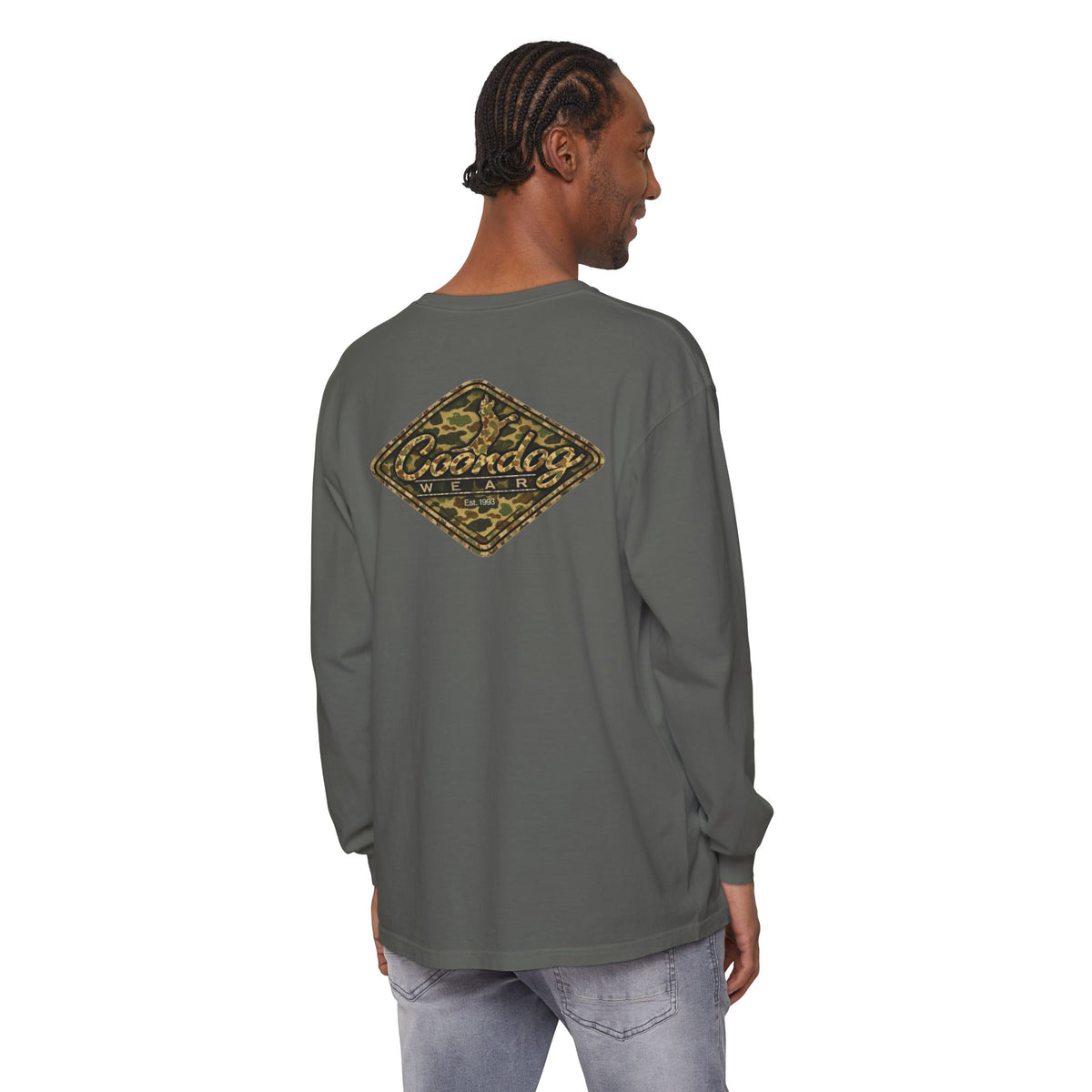 Coondog Vintage Duck Camo Diamond Hunting Long Sleeve Shirt